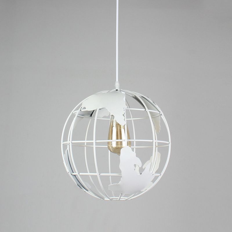 Industrial Orb Single Pendant Light Globe Metal Cage Shade Hanging Lamp for Coffee Shop