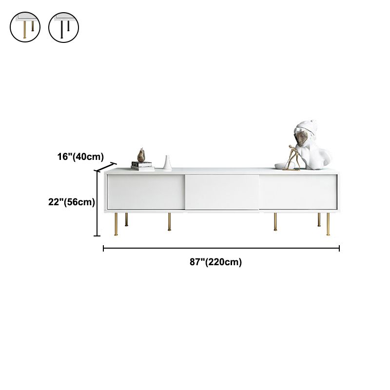 Modern Wooden TV Stand White Closed Storage TV Console with Sliding Door