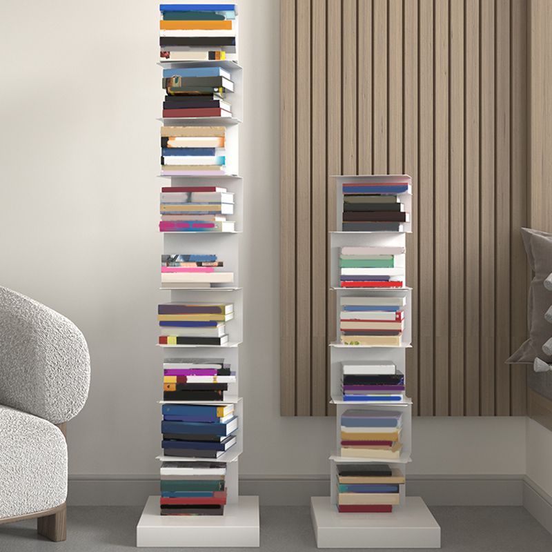 White/Black Corner Shelf Bookcase Modern Metal Bookcase Multi Tiers Closed Back