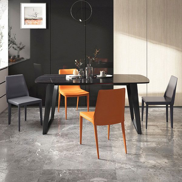 Contemporary Leather Dining Chairs Metal Armless Dining Chair for Home Use