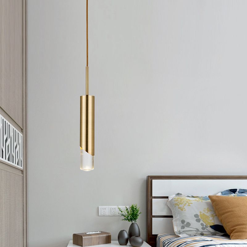 Nordic Style Metal Pendant Light Cylindrical Led Ceiling Lamp for Bedroom