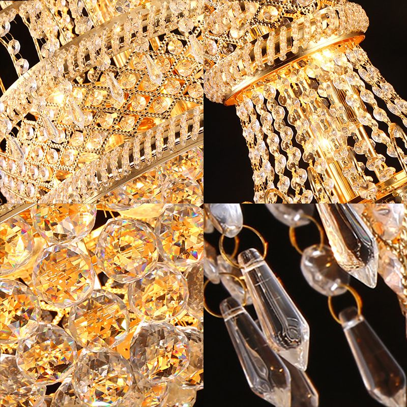 5/8 Lights Dining Room Chandelier Light Fixture Modern Gold Hanging Light with Mushroom Crystal Shade, 16"/19.5" Wide