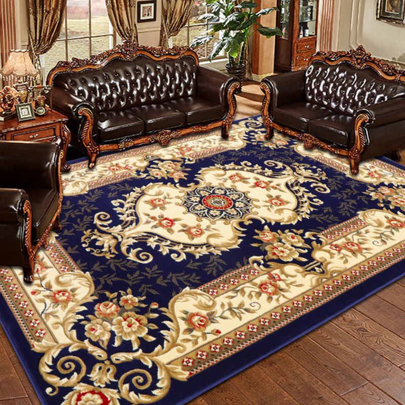 Antique Floral Design Carpet Polyester Indoor Rug Stain Resistant Area Carpet for Home Decoration