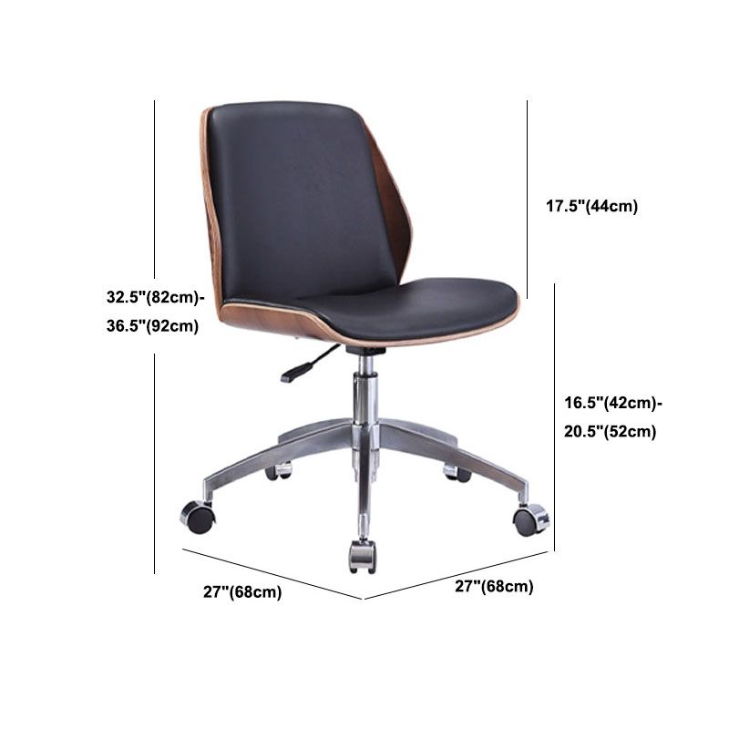 Faux Leather Office Chair Chrome Frame Armless Ergonomic Computer Desk Chair