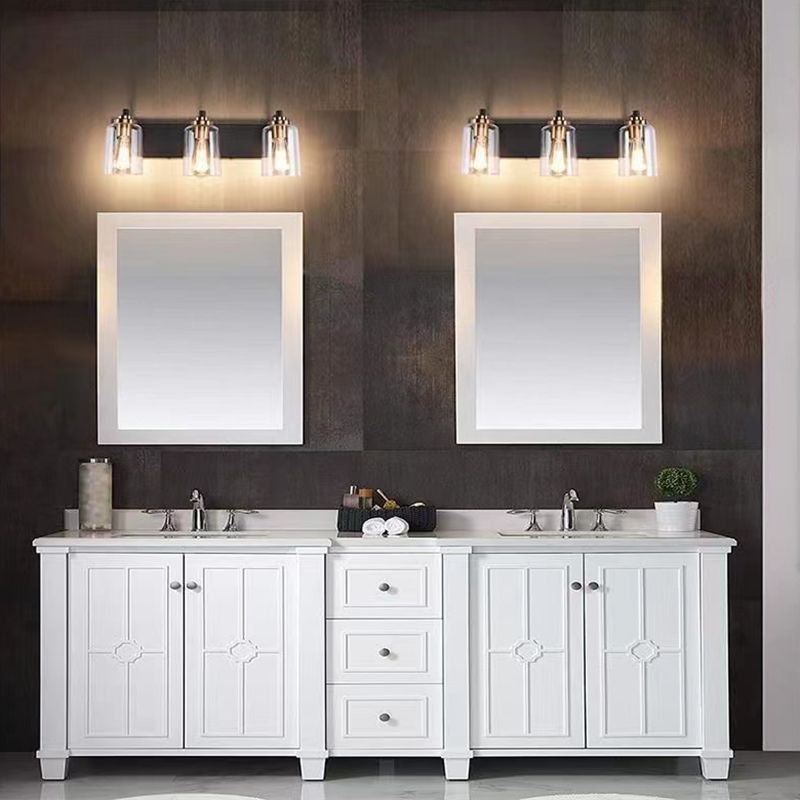 Multi - Head Bathroom Vanity Light in Black & Gold Vanity Light with Glass Shade