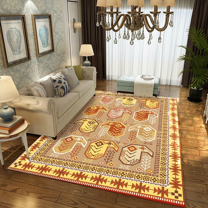 Brown Multicolor Vintage Rug Polyester Medallion Patrón de alfombra de alfombra para mascotas Antidripas para decorar para decoración