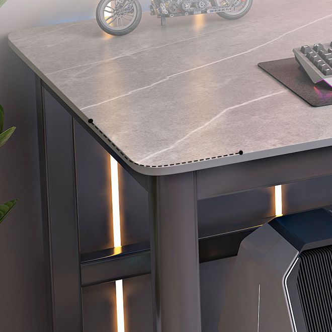 Modern Stone Gaming Desk Rectangular Parsons Base Computer Desk