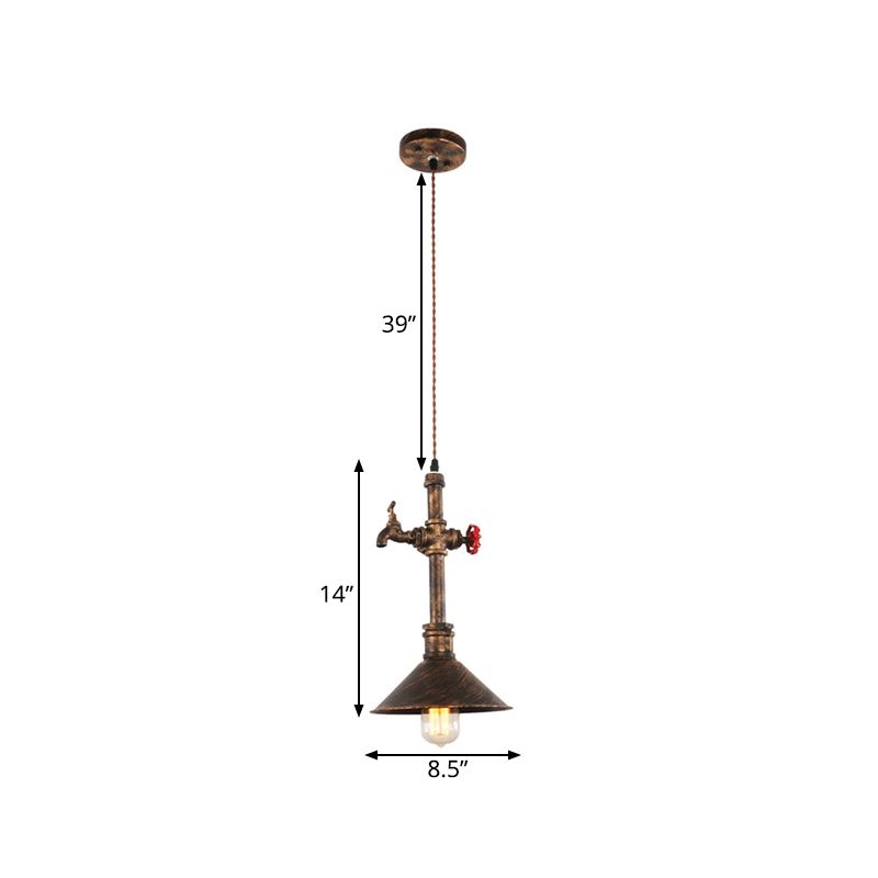 Eisenbronze-Drop-Lampe verjüngte 1-Kopf-antike Anhängerleuchte mit Wasserhahn und Ventildesign