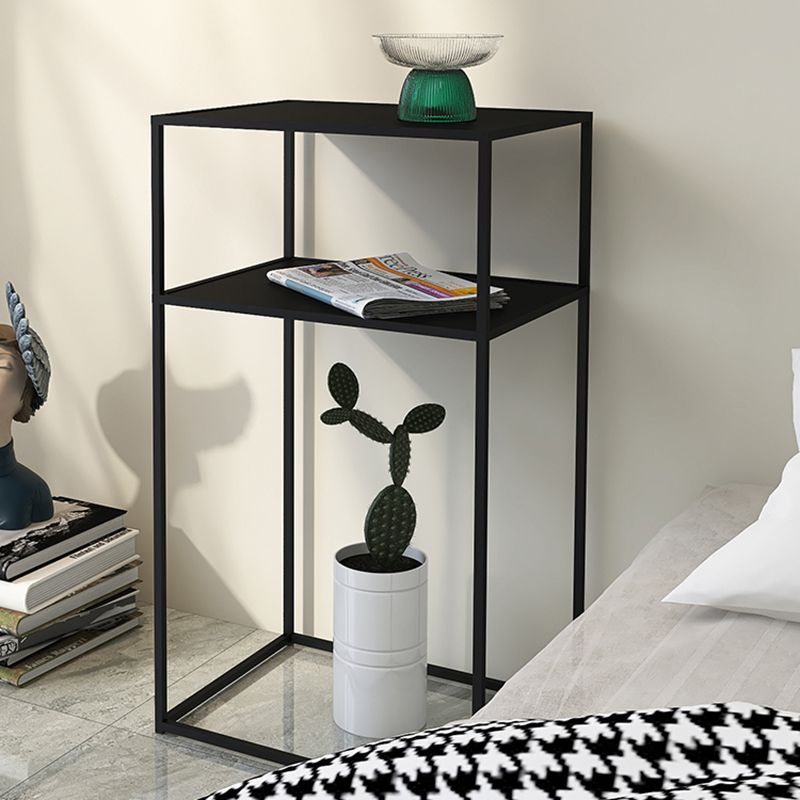 2 Shelves Iron Nightstand Industrial Bedside Cabinet ,27.6" Tall