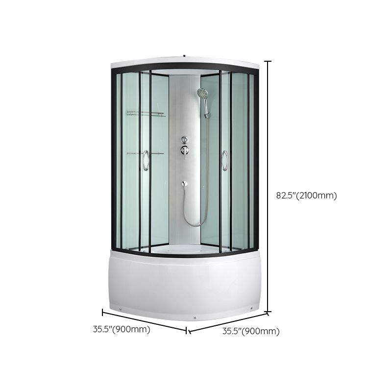 Framed Rounded Shower Stall with Shower Base Tempered Glass Shower Stall