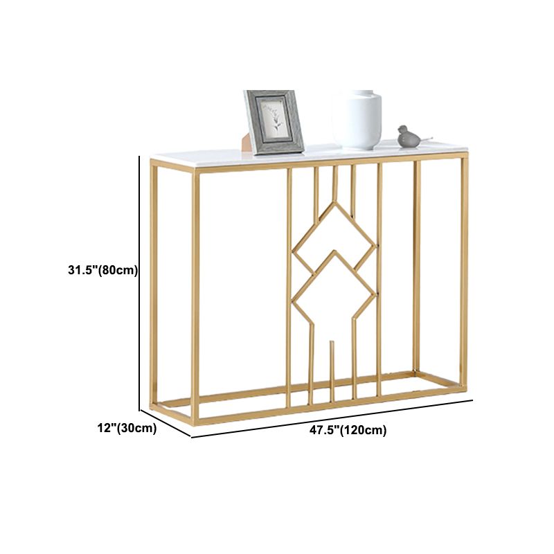 Iron Frame Console Accetn Table with Rectangle White Marble Top