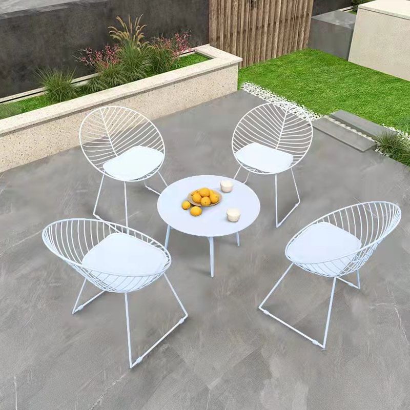 Contemporary Metal Dining Armchair Open Back Patio Dining Armchair