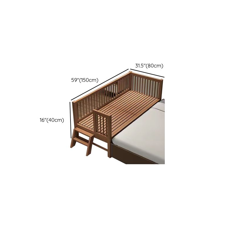 Modern Baby Crib Washed Natural Beech with Guardrail Nursery Bed