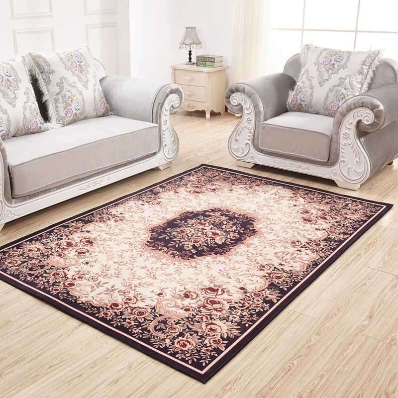 Tapis rétro marron mélange de fleurs de fleur de tapis intérieur tapis résistant aux taches pour le salon