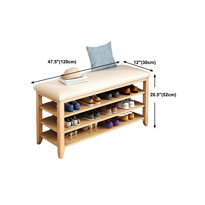 11.81 Inch Wide Seating Bench Rubberwood Bench with Shoes Storage