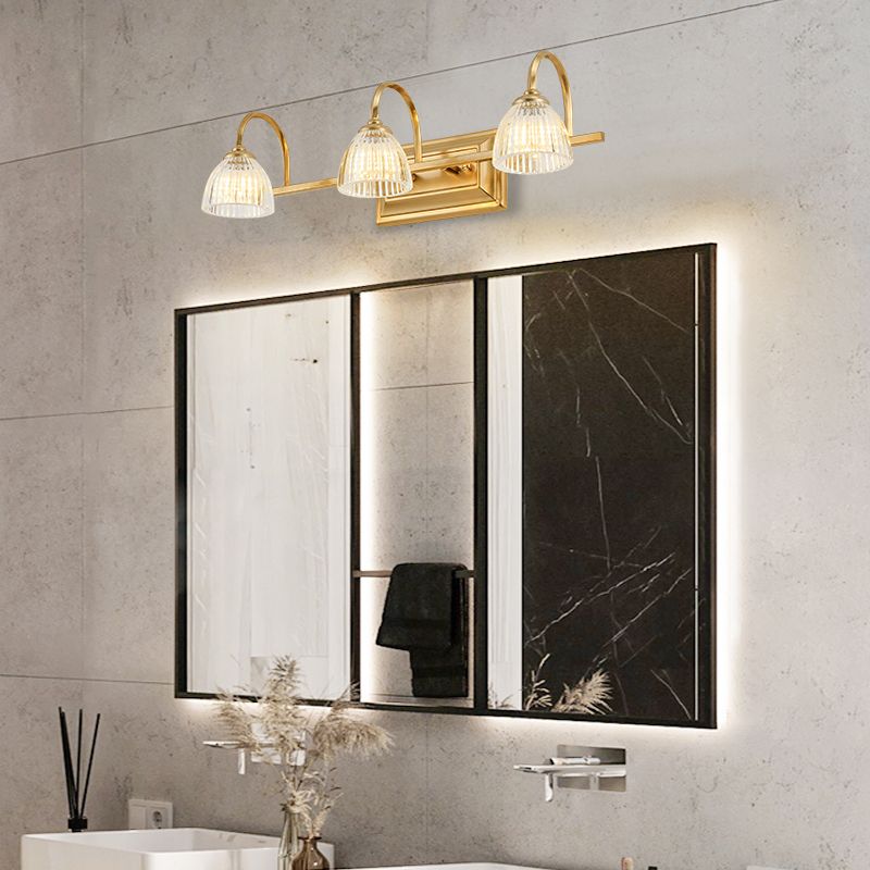 Metal Bowl Shape Mirror Wall Light Modern Multi Lights Mirror Wall Mounted Light in Gold