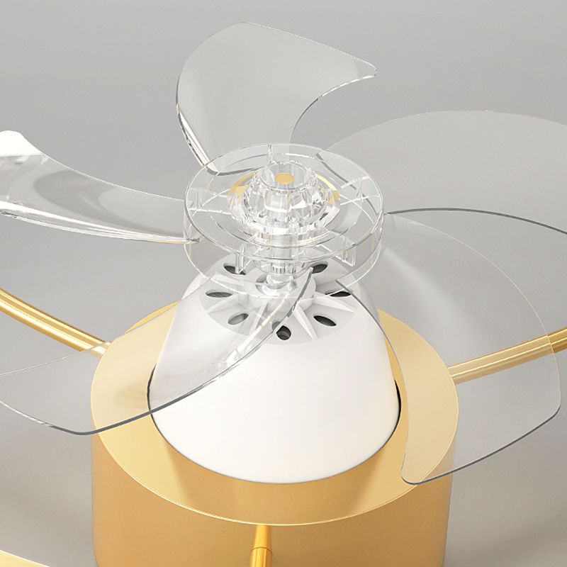 LED Linear Ceiling Fan Light in White & Gold Finish Modern Fan Fixture with Flower Accent