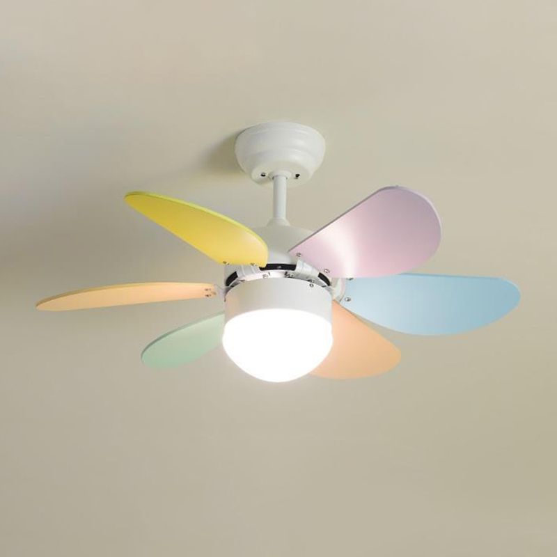 Nordic Style Wooden Ceiling Fan Lamp Colorful Ceiling Fan Light for Children's Room