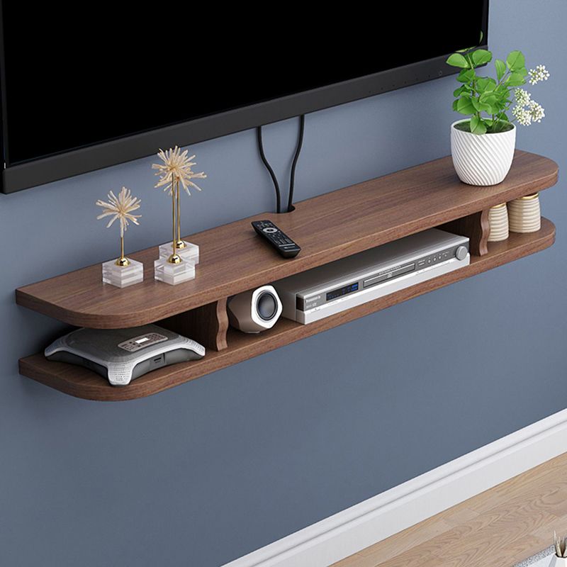 Contemporary Wall-mounted TV Cabinet Faux Wood TV Stand with 4 Shelves