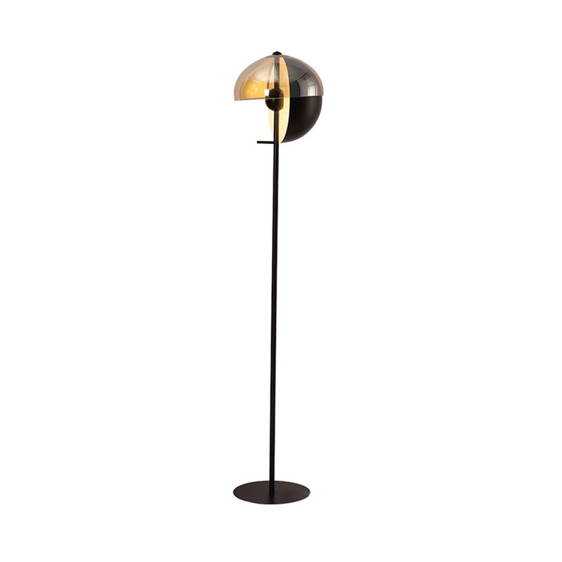 Adjustable Semicircle Standing Floor Lamp Modernism Metallic 1 Bulb Black Floor Reading Light