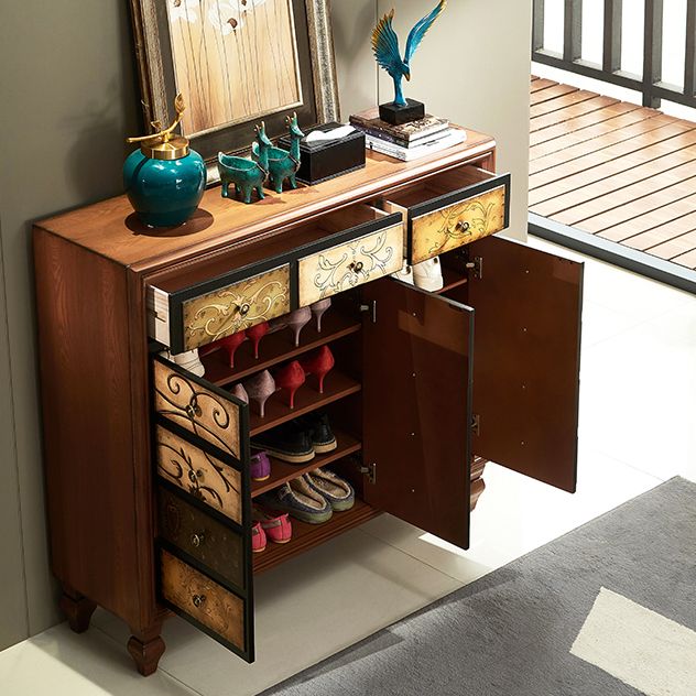 Rustic Chest Wood Top and Legs Chest Drawers with Drawers for Bedroom