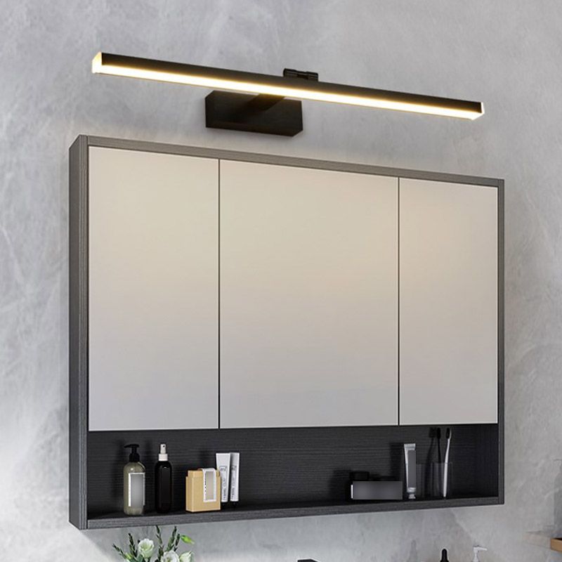 Modern Aluminum LED Vanity Light Straight Black Adjustable Mirror Light for Bathroom