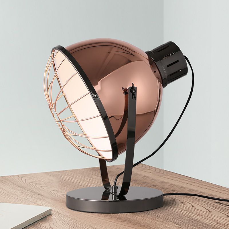 Rose Gold Bowl Night Lamp Factory Iron 1-Bulb Schlafzimmer Nachttisch Beleuchtung mit Drahtschutz