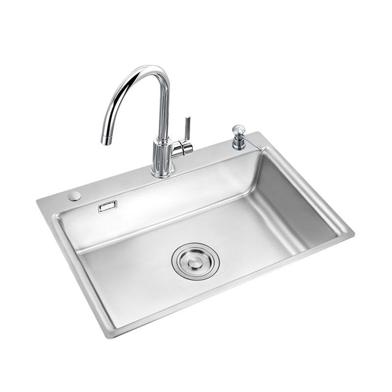 Modern Workstation Sink Stainless Faucet and Steel Basket Strainer Kitchen Sink