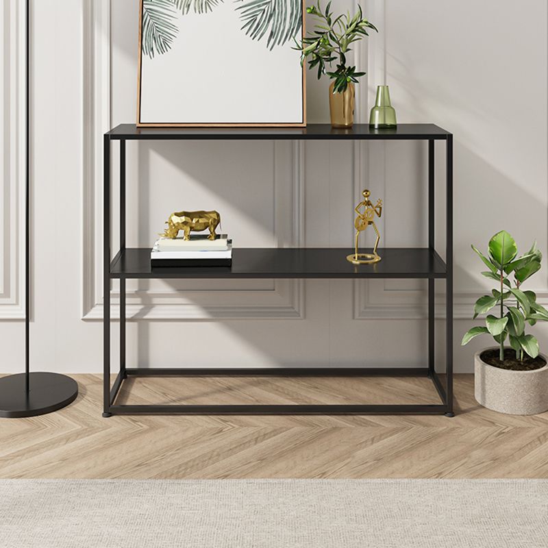 Storage Contemporary Iron Console Table with Shelf and Frame Base