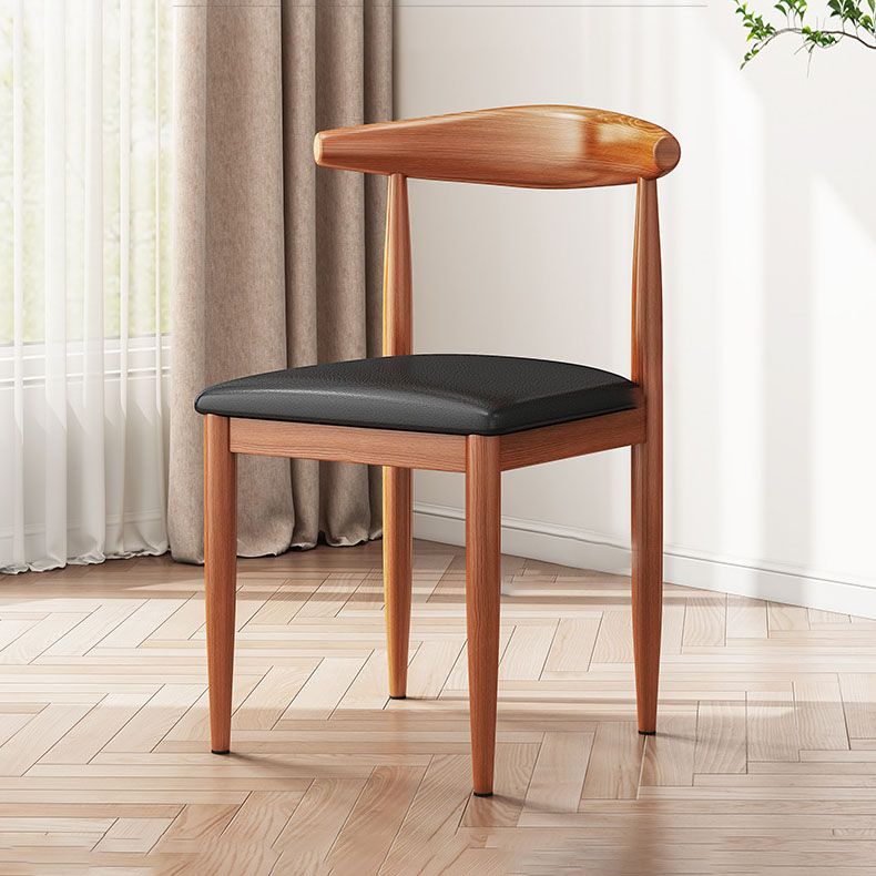 Contemporary Style Dining Open Back Chair Armless Chair with Metal Legs