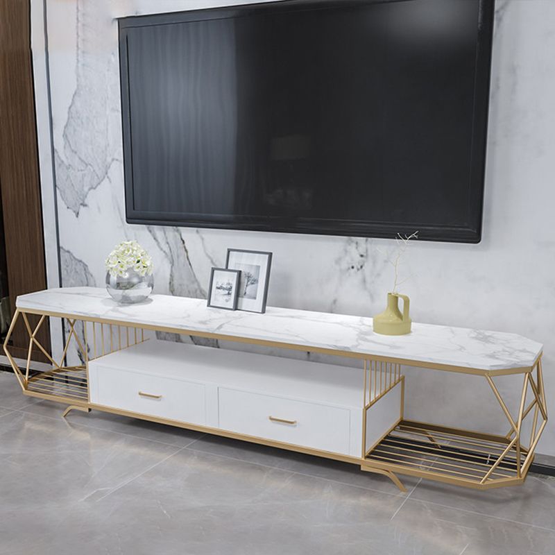 Luxury Open Shelving TV Stand Home Metal TV Cabinet with Drawers