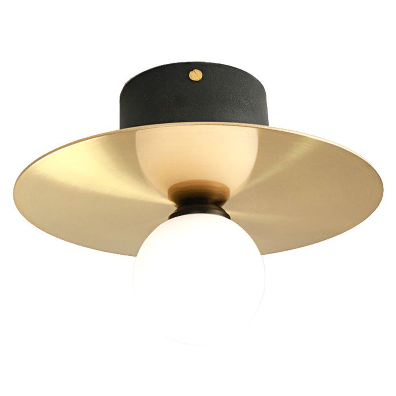 Sphere Semi Flush Ceiling Light Fixtures Ultra-Contemporary 1 Light Milk Glass Ceiling Flush Mount for Living Room