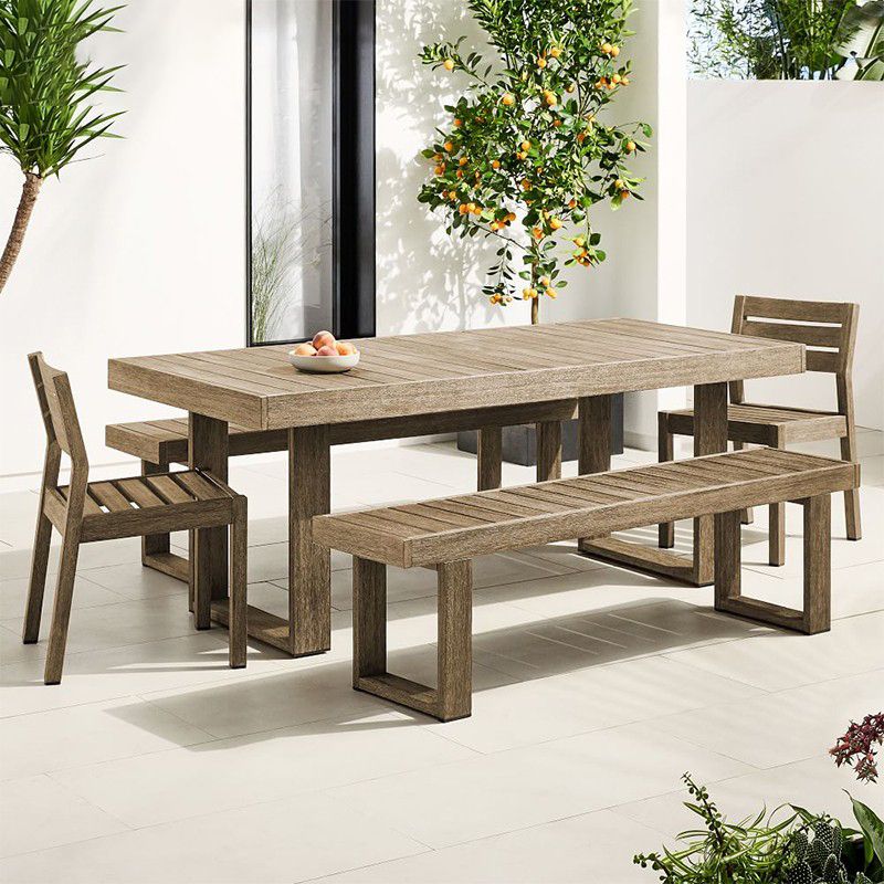 Contemporary Style Top Dining Table Solid Wood Outdoor Dining Table