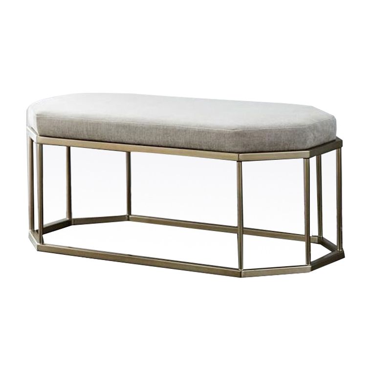 13.8 Inch Wide Cushioned Seating Bench Glam Metal Ottoman Bench