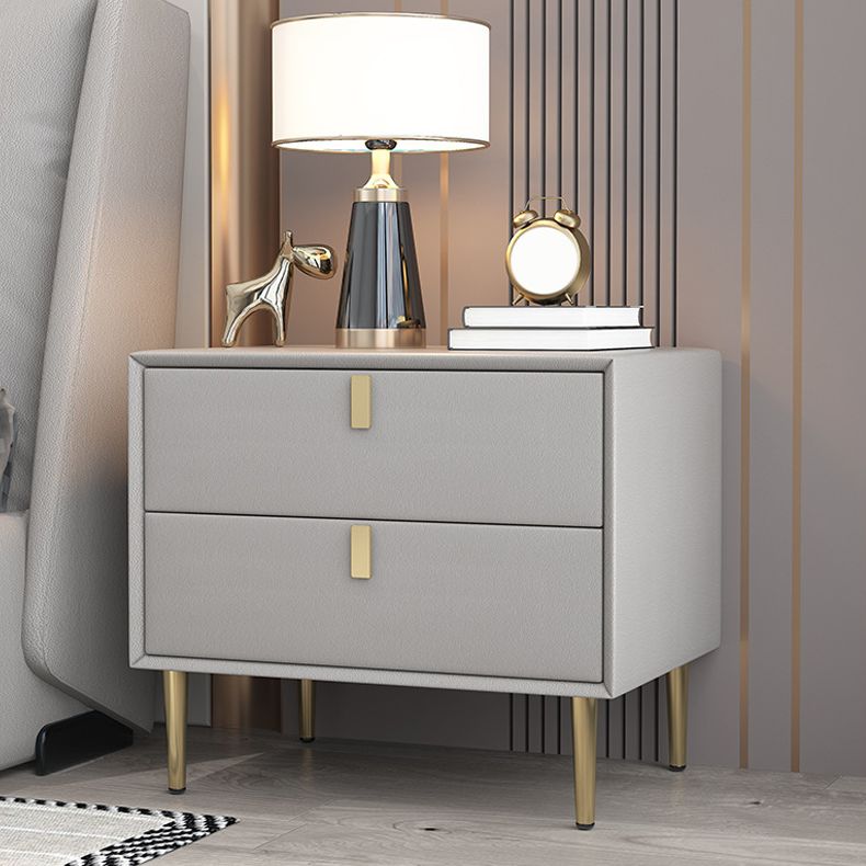 Solid Wood Bed Nightstand Glam Bedside Cabinet with 2-Drawer