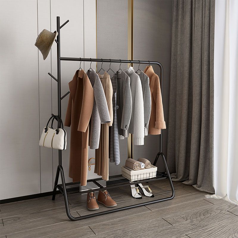 Contemporary Coat Rack Coat Hooks Metal Coat Rack with Storage Shelving