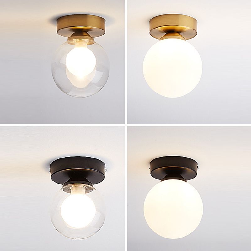 Modern Ceiling Light 1-Light Round Ceiling Mount Light with Glass Shade for Aisle