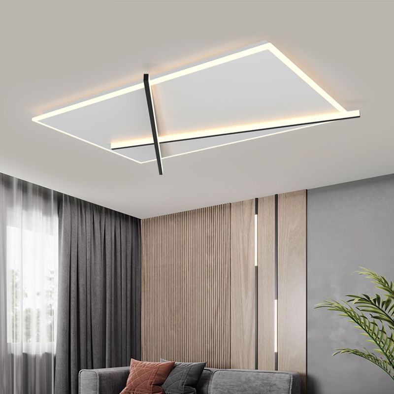 LED Modern Metal Flush Mount Square Shape Ceiling Light with Acrylic Shade for Bedroom