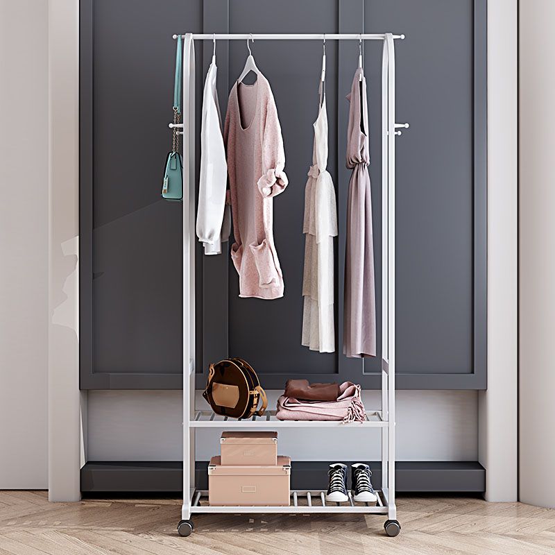 Contemporary Free Standing Coat Rack Storage Shelves Metal Coat Rack with Castors