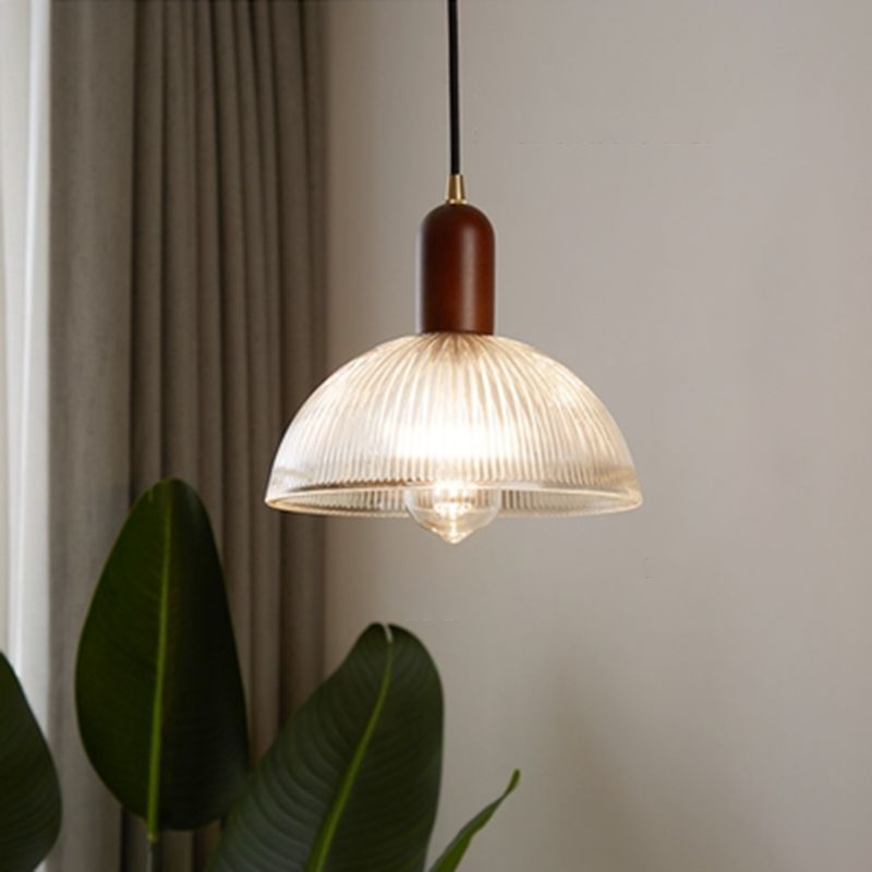 1 Light Pendant Lighting with Glass Shade Industrial Bowl Hanging Lamp for Bedroom