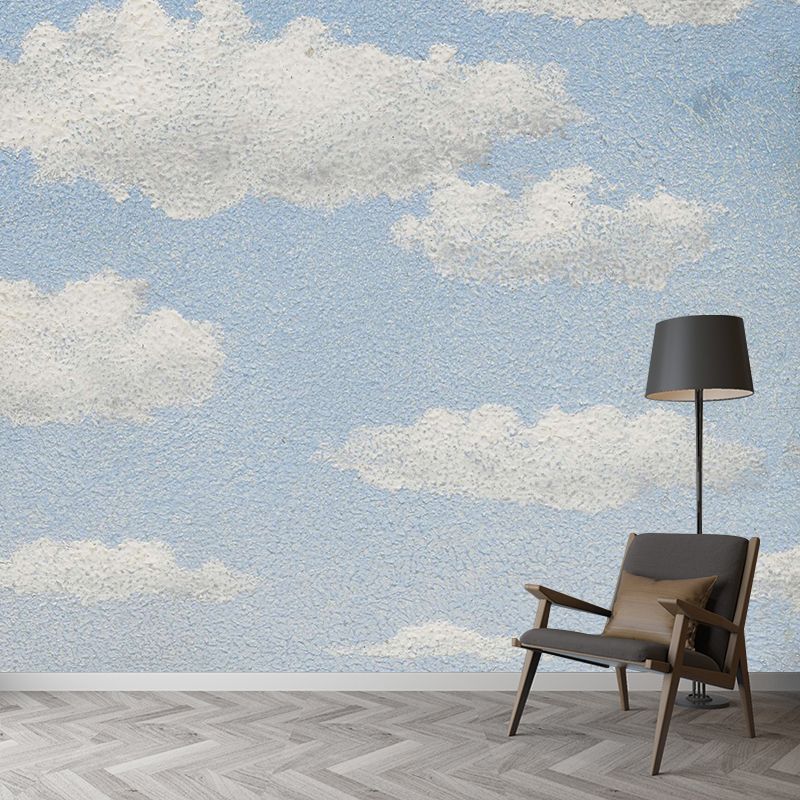 White-Blue Sunny Day Murals Washable Surreal Living Room Wall Decoration, Non-Woven