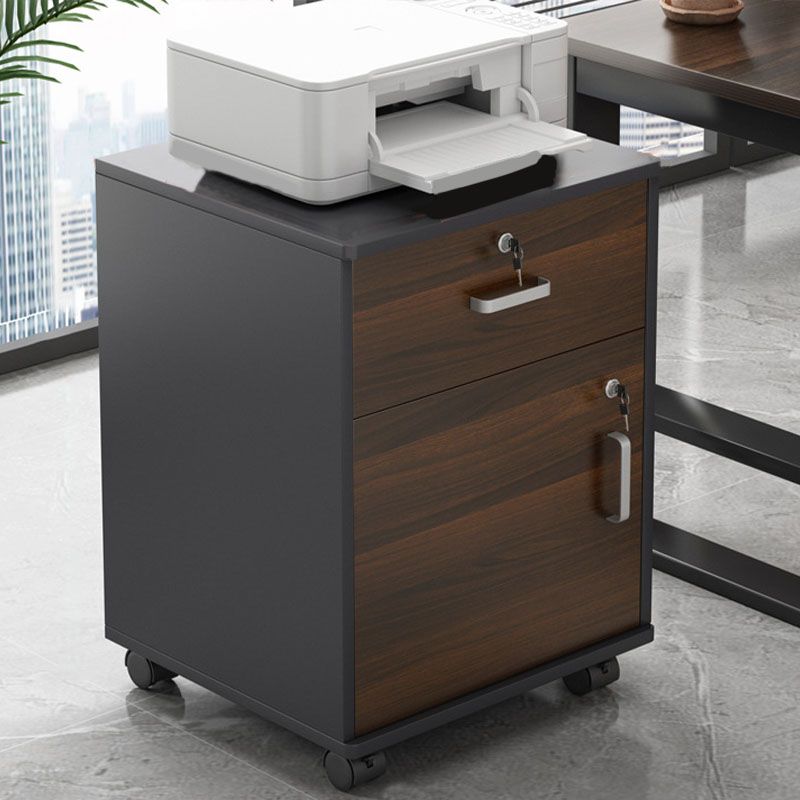 Modern File Cabinet Wood Lock Storage Filing Cabinet with Wheels