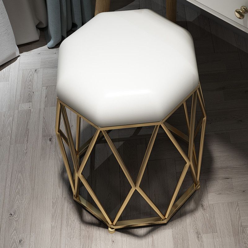 Luxury Ottoman Velvet Upholstered Solid Color Tear Resistant Round Ottoman with Metal Legs