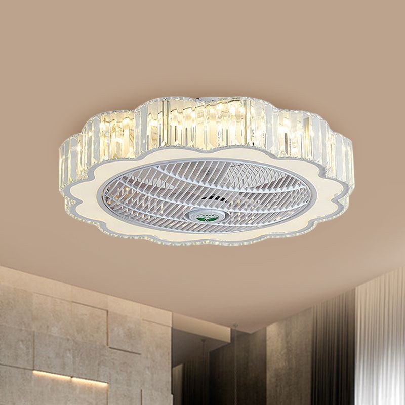 Crystal Rectangle Circle Semi Flush Minimaliste de 23 "LED LED LED BLAND PLAGE LAVE AVEC 3 BLADES