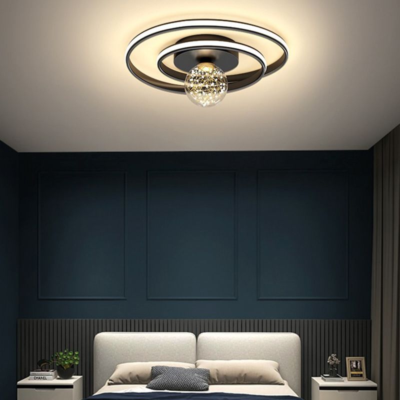 Round Shade Multi-Lights Flush Mount Modern Style Flush Mount Ceiling Light Fixture in Black