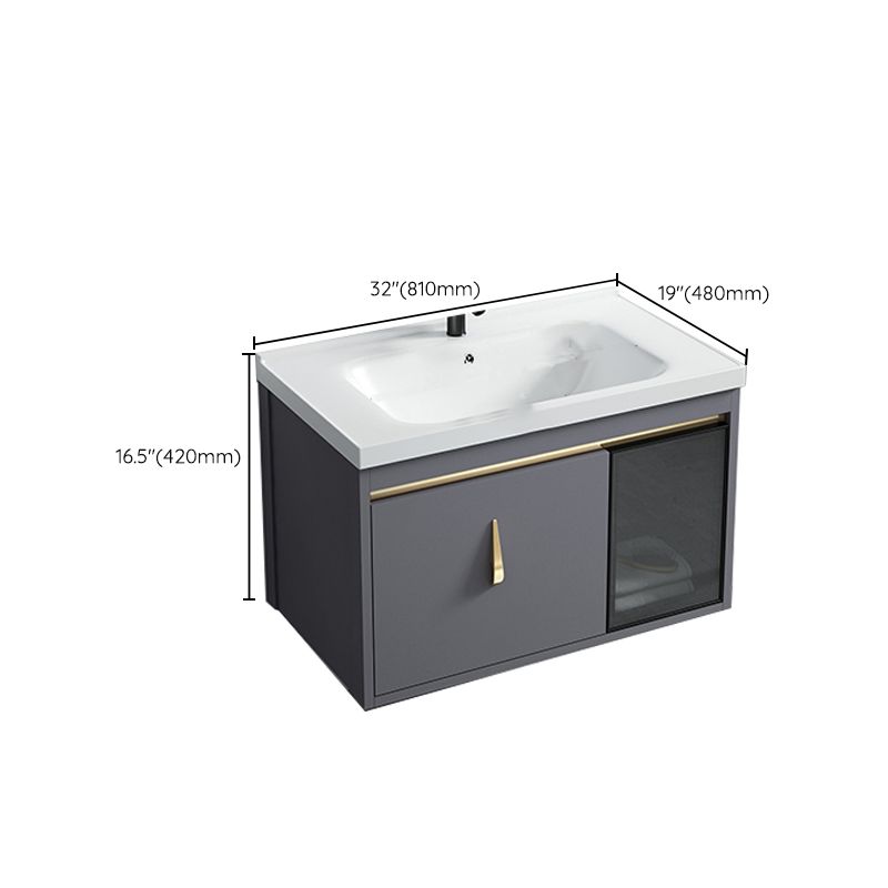 Contemporary Gray Vanity Sink Wall Mounted Bathroom Vanity Cabinet