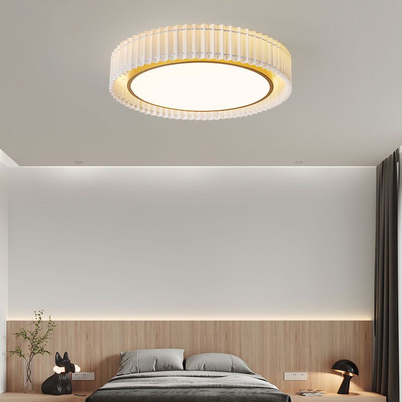 Modern Ceiling Light 1-Light LED Ceiling Mount Light with Fabric Shade for Bedroom