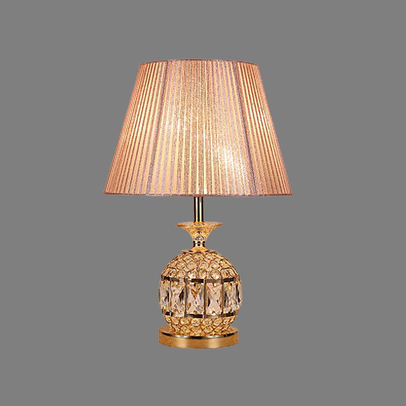 Contemporary Pineapple Nightstand Lamp Faceted Crystal 1 Head Reading Light in Gold