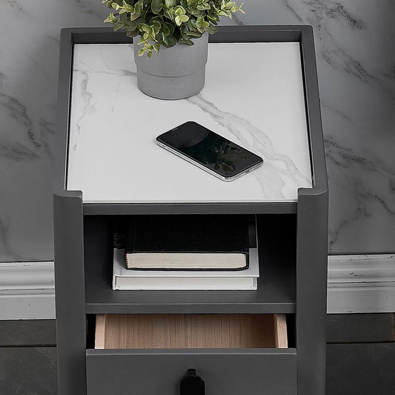 2 - Drawer Nightstand with Shelf 21.65" Tall Stone/Leather Nightstand