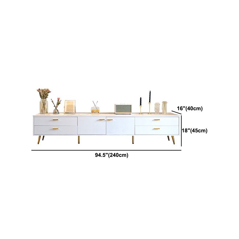 17.72"H TV Stand Glam Style White TV Console with 4 Drawers for Living Room